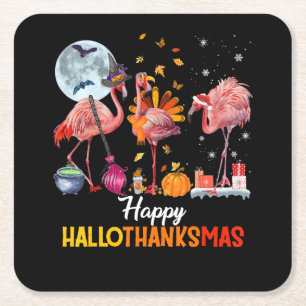 Flamingo Flamingo Thanksgiving Halloween Kerstmis Kartonnen Onderzetters