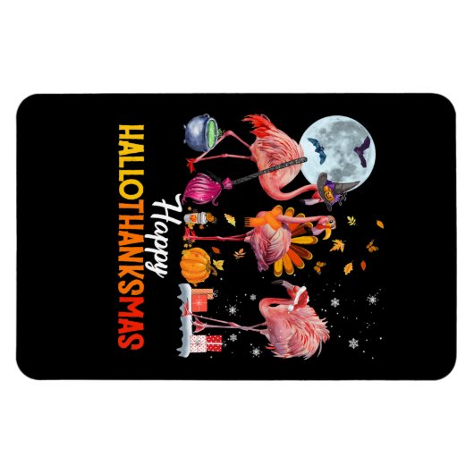 Flamingo|Flamingo Thanksgiving Halloween Kerstmis Magneet (Horizontaal)