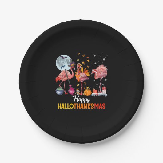 Flamingo|Flamingo Thanksgiving Halloween Kerstmis Papieren Bordje (Voorkant)