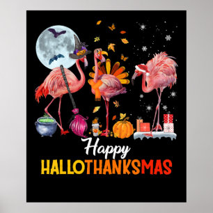 Flamingo Flamingo Thanksgiving Halloween Kerstmis Poster
