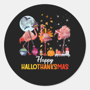 Flamingo Flamingo Thanksgiving Halloween Kerstmis Ronde Sticker