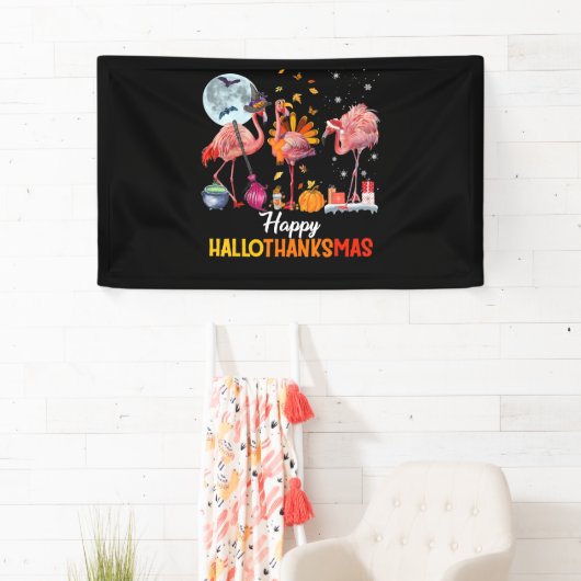 Flamingo|Flamingo Thanksgiving Halloween Kerstmis Spandoek (Insitu)