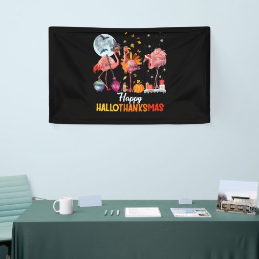 Flamingo|Flamingo Thanksgiving Halloween Kerstmis Spandoek (Beurs)