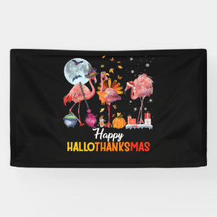 Flamingo Flamingo Thanksgiving Halloween Kerstmis Spandoek