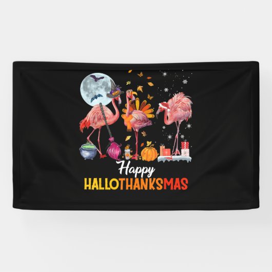 Flamingo|Flamingo Thanksgiving Halloween Kerstmis Spandoek (Horizontaal)