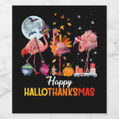 Flamingo|Flamingo Thanksgiving Halloween Kerstmis Wijn Etiket (Enkel label)