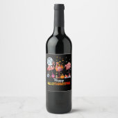 Flamingo|Flamingo Thanksgiving Halloween Kerstmis Wijn Etiket (Voorkant)