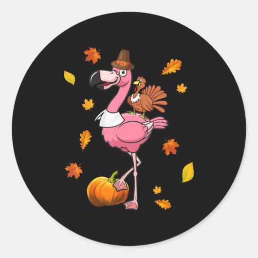 Flamingo | Flamingo Thanksgiving Halloween Ronde Sticker (Voorkant)