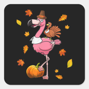 Flamingo   Flamingo Thanksgiving Halloween Vierkante Sticker