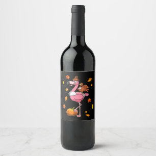 Flamingo Flamingo Thanksgiving Halloween Wijn Etiket