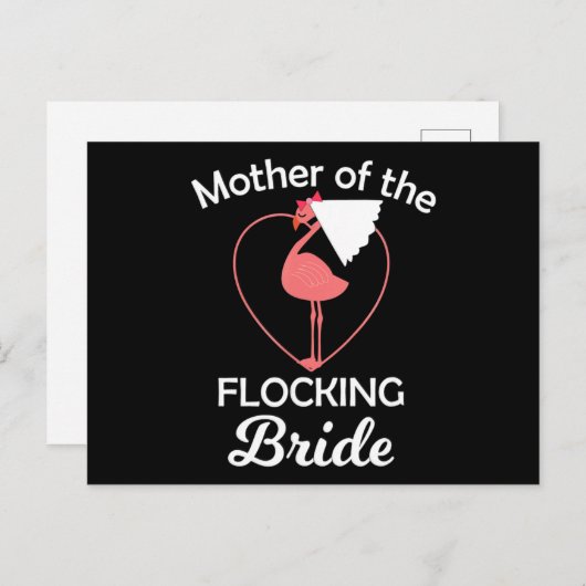 Flamingo | Flamingo Wedding Mor of Flocking Bride Aankondigingskaart (Voorkant / Achterkant)