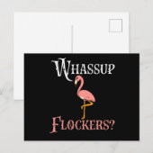 Flamingo | Flamingo Whassup Flockers Aankondigingskaart (Voorkant / Achterkant)