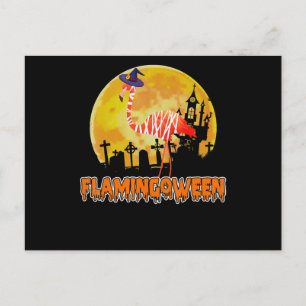 Flamingo Flamingoween Funny Witch Halloween Aankondigingskaart
