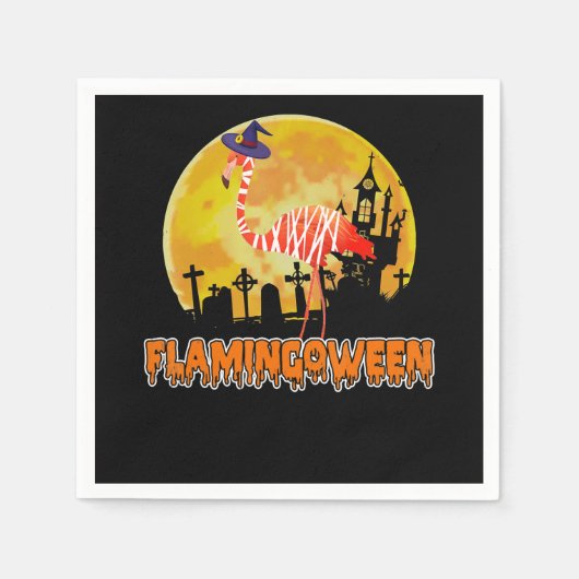 Flamingo Flamingoween Funny Witch Halloween Servet (Voorkant)