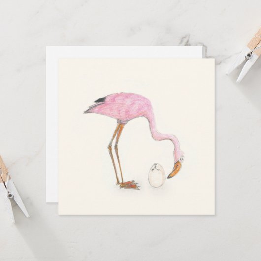 Flamingo flat card kaart (Voorkant / Achterkant in situ)