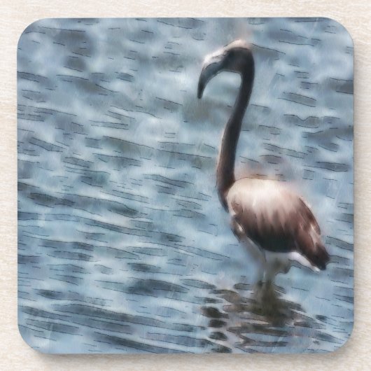 Flamingo Fledgling Waterverf Bier Onderzetter (Voorkant)