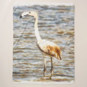 Flamingo Fledgling Waterverf Sherpa Deken