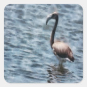 Flamingo Fledgling Waterverf Vierkante Sticker (Voorkant)