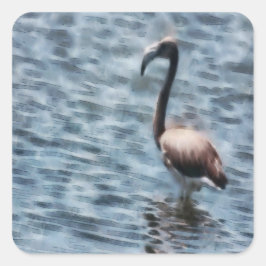 Flamingo Fledgling Waterverf Vierkante Sticker