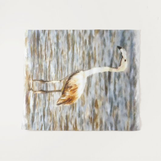  Flamingo Fledgling Waterverf Wandkleed (Voorkant (horizontaal))