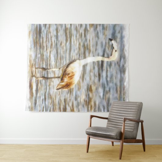  Flamingo Fledgling Waterverf Wandkleed (In Situ (horizontaal))