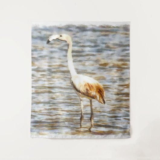  Flamingo Fledgling Waterverf Wandkleed (Voorkant)