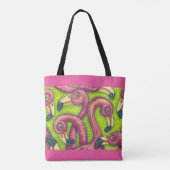 Flamingo Fling Kleurrijke CANVAS TAS (Achterkant)