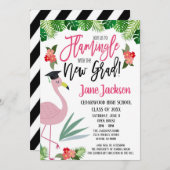 Flamingo Flirt met de Geslaagd Feestje Kaart (Voorkant / Achterkant)