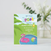 Flamingo Floatie Pool Birthday Party Briefkaart (Staand voorkant)