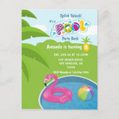 Flamingo Floatie Pool Birthday Party Briefkaart (Voorkant)