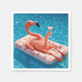 Flamingo Floating With a Cocktail In a Pool Servet (Voorkant)