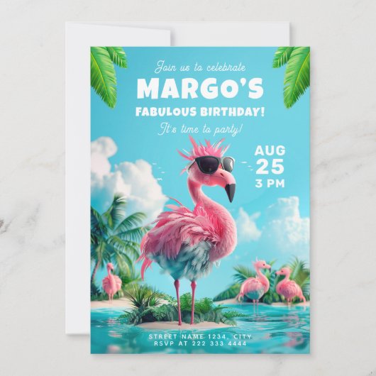 Flamingo Flock Beach Party Spectaculaire verjaarda Kaart (Voorkant)