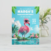 Flamingo Flock Beach Party Spectaculaire verjaarda Kaart (Staand voorkant)