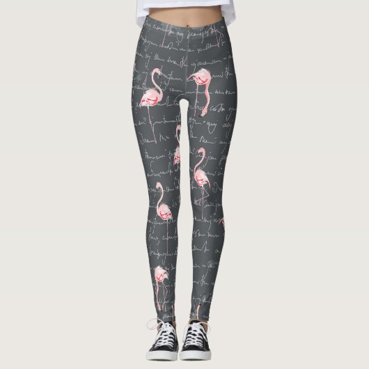 Flamingo Flock: donkergrijs . Leggings (Voorkant)