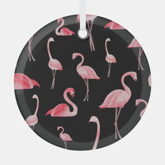 Flamingo Flock:  naadloos ontwerp Glas Ornament (Voorkant)