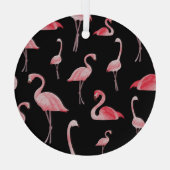 Flamingo Flock:  naadloos ontwerp Glas Ornament (Achterkant)