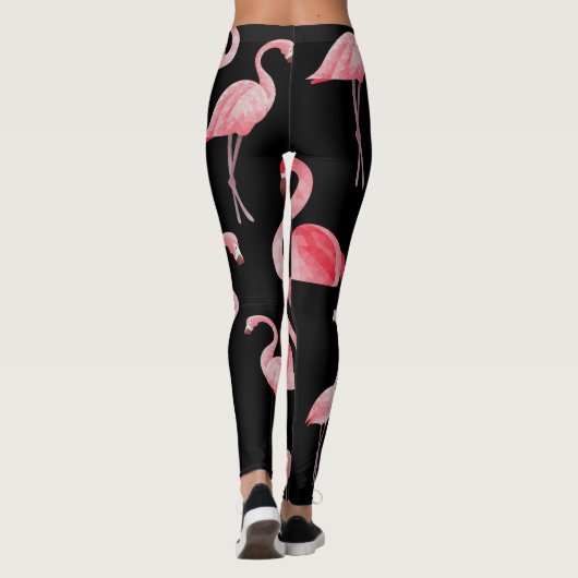 Flamingo Flock:  naadloos ontwerp Leggings (Achterkant)