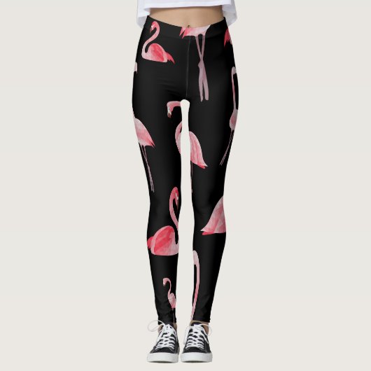 Flamingo Flock:  naadloos ontwerp Leggings (Voorkant)