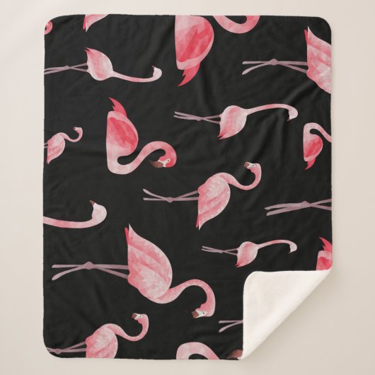 Flamingo Flock:  naadloos ontwerp Sherpa Deken (Voorkant)