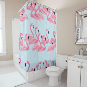 Flamingo Flock: tropische print Douchegordijn (In situ)