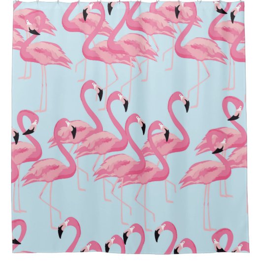 Flamingo Flock: tropische print Douchegordijn (Voorkant)
