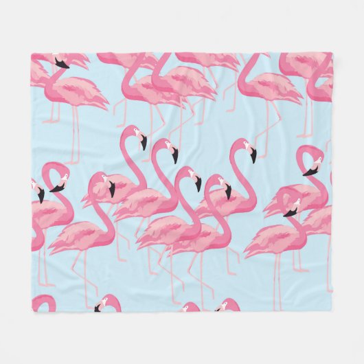 Flamingo Flock: tropische  print Fleece Deken (Voorkant (Horizontaal))