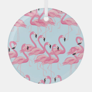 Flamingo Flock: tropische  print Glas Ornament