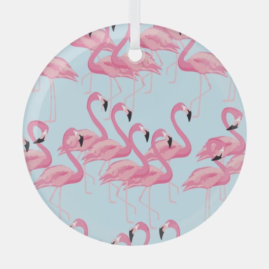 Flamingo Flock: tropische  print Glas Ornament (Voorkant)