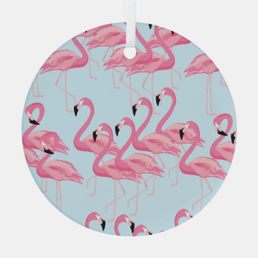 Flamingo Flock: tropische  print Glas Ornament (Achterkant)