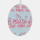 Flamingo Flock: tropische  print Glas Ornament (Voorkant Rechts)