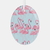 Flamingo Flock: tropische  print Glas Ornament (Voorkant links)