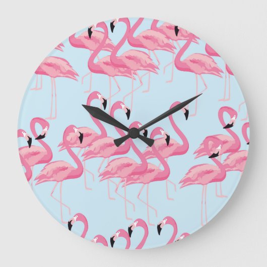 Flamingo Flock: tropische  print Grote Klok (Voorkant)