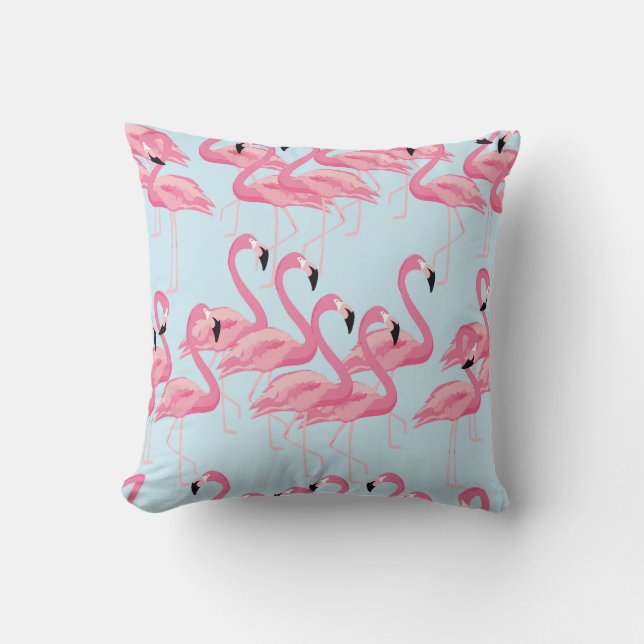 Flamingo Flock: tropische  print Kussen (Voorkant)