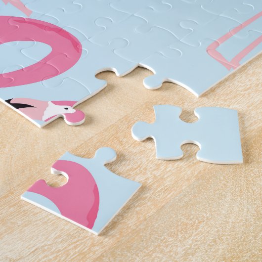 Flamingo Flock: tropische  print Legpuzzel (Zijkant)